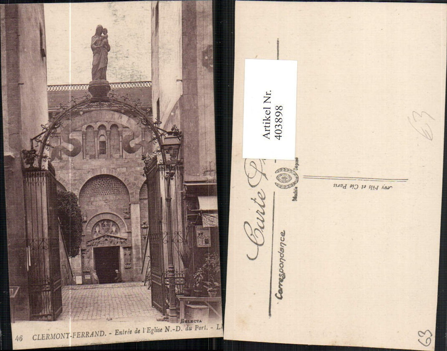 403898,Auvergne Puy-de-Dome Clermont-Ferrand Entree de l'Eglise Notre-Dame du Port Kirche