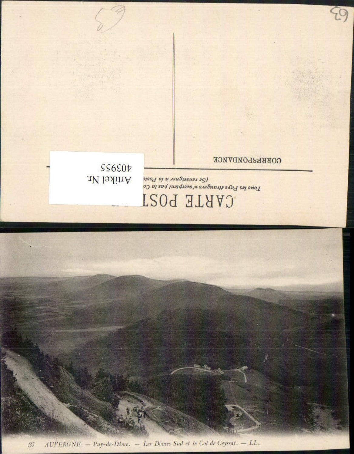 403955,Auvergne Puy-de-Dome Les Domes Sud et le Col de Ceyssat Bergkulisse