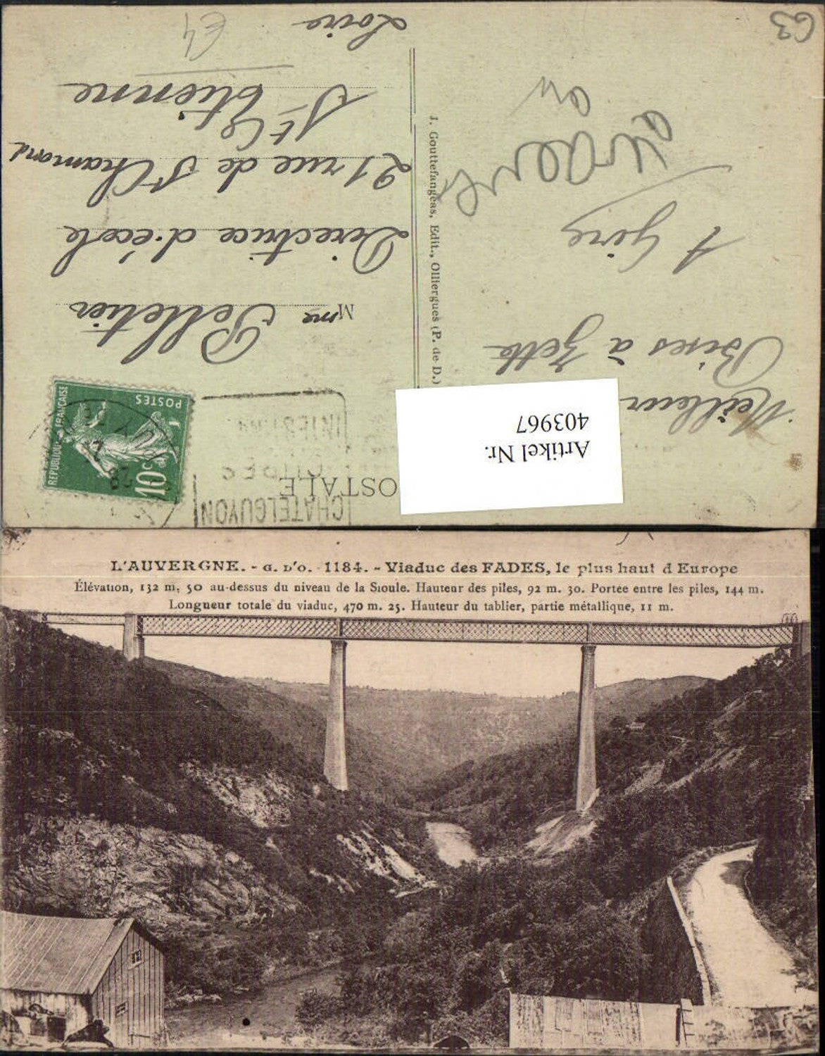 403967,Auvergne Puy-de-Dome Viaduc des Fades Viadukt Brücke