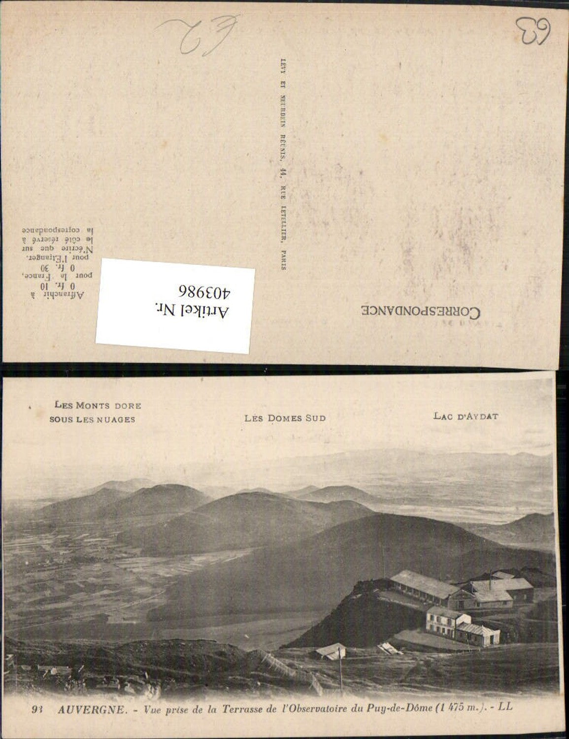 403986,Auvergne Puy-de-Dome Vue prise de la Terrasse de Observatoire