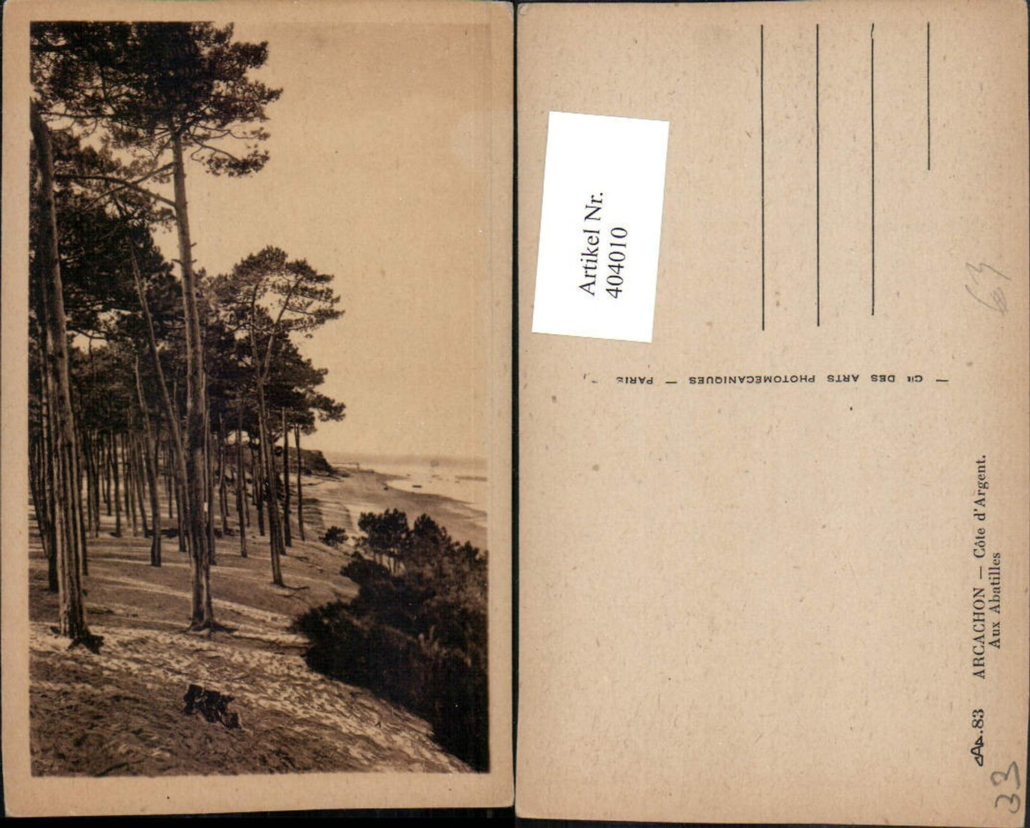 404010,Aquitanien Gironde Arcachon Cote d'Argent Aux Abatilles Strand Bäume