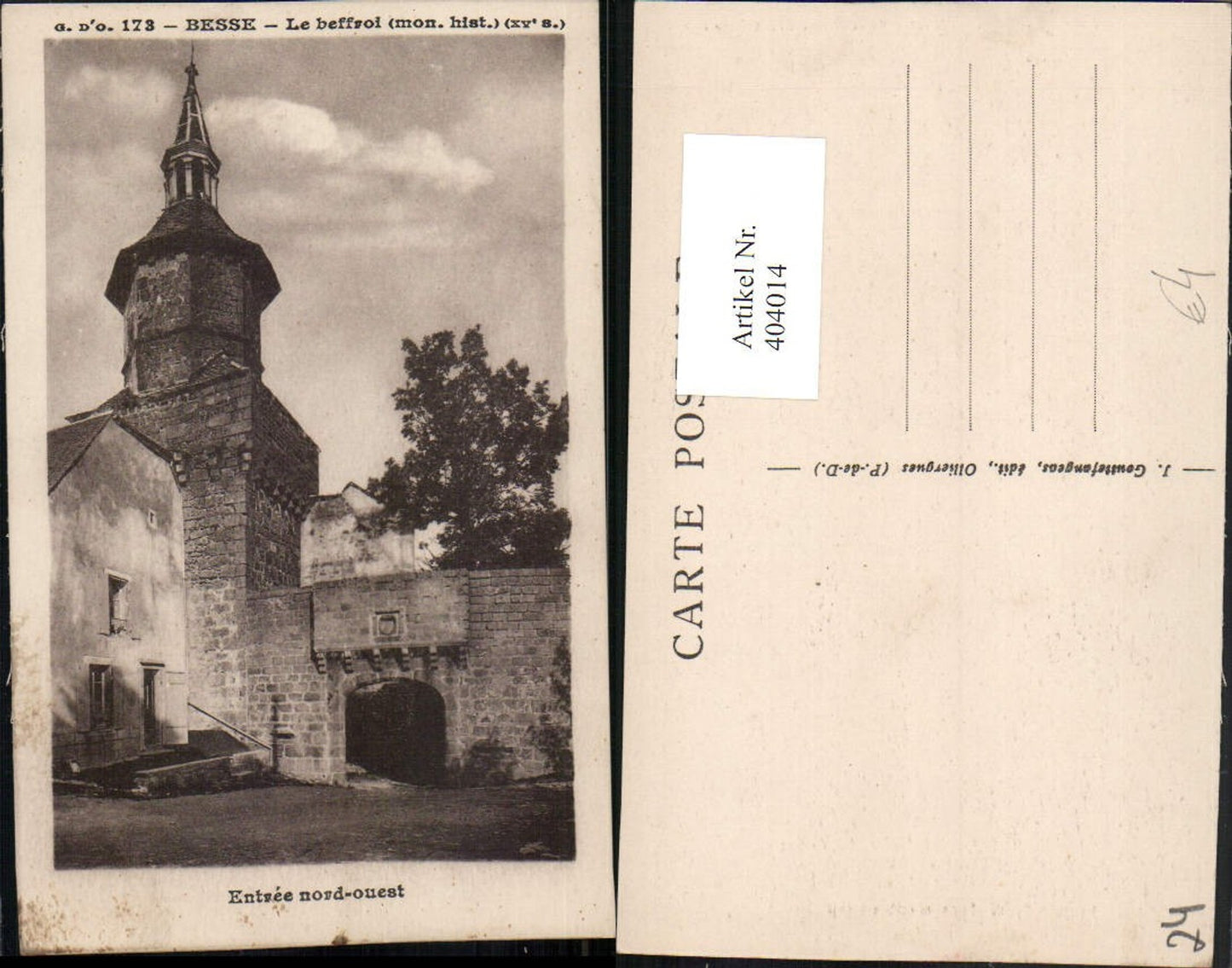 404014,Aquitanien Dordogne Besse Le beffroi Glockenturm