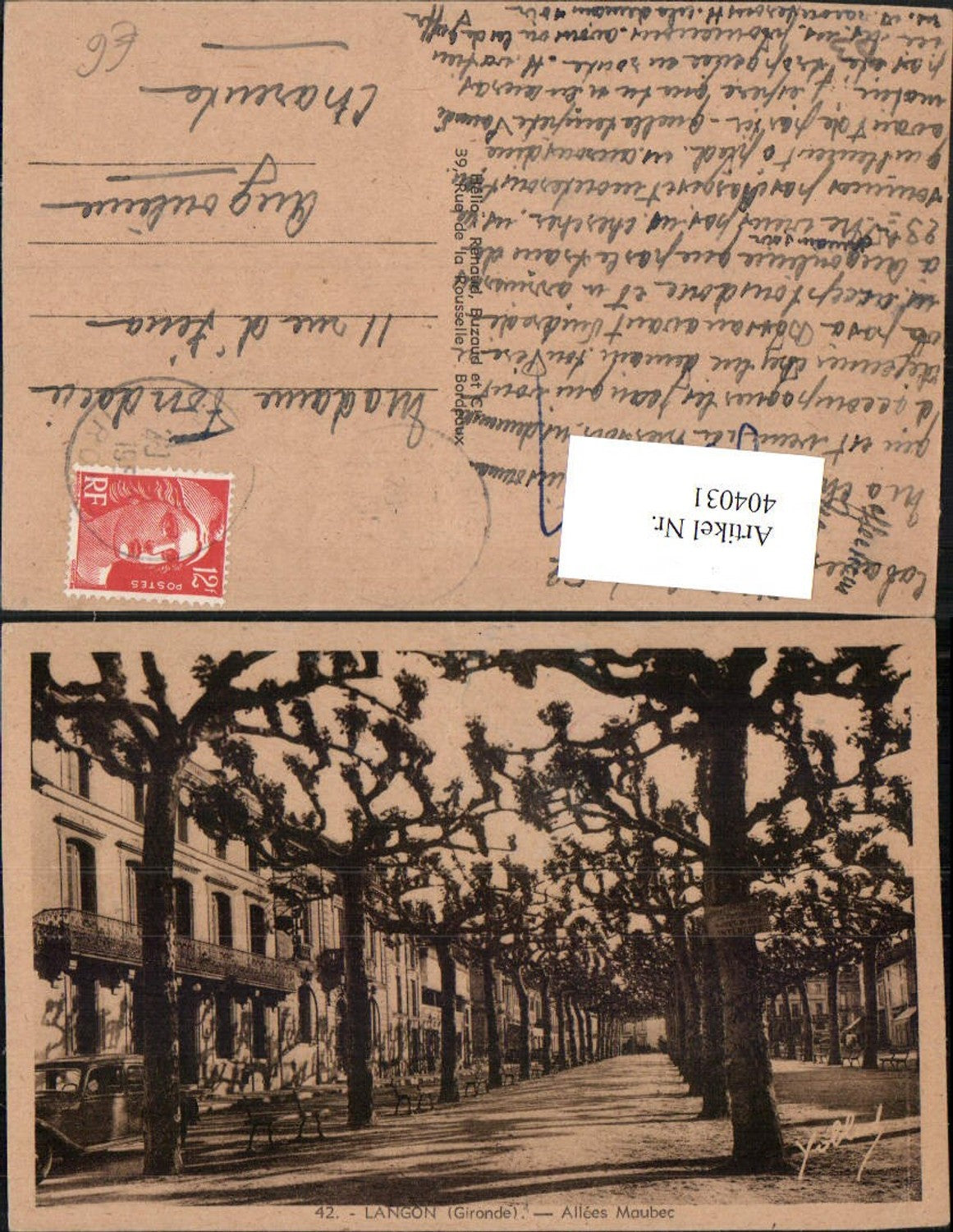 404031,Aquitanien Gironde Langon Allees Maubec Allee Bäume