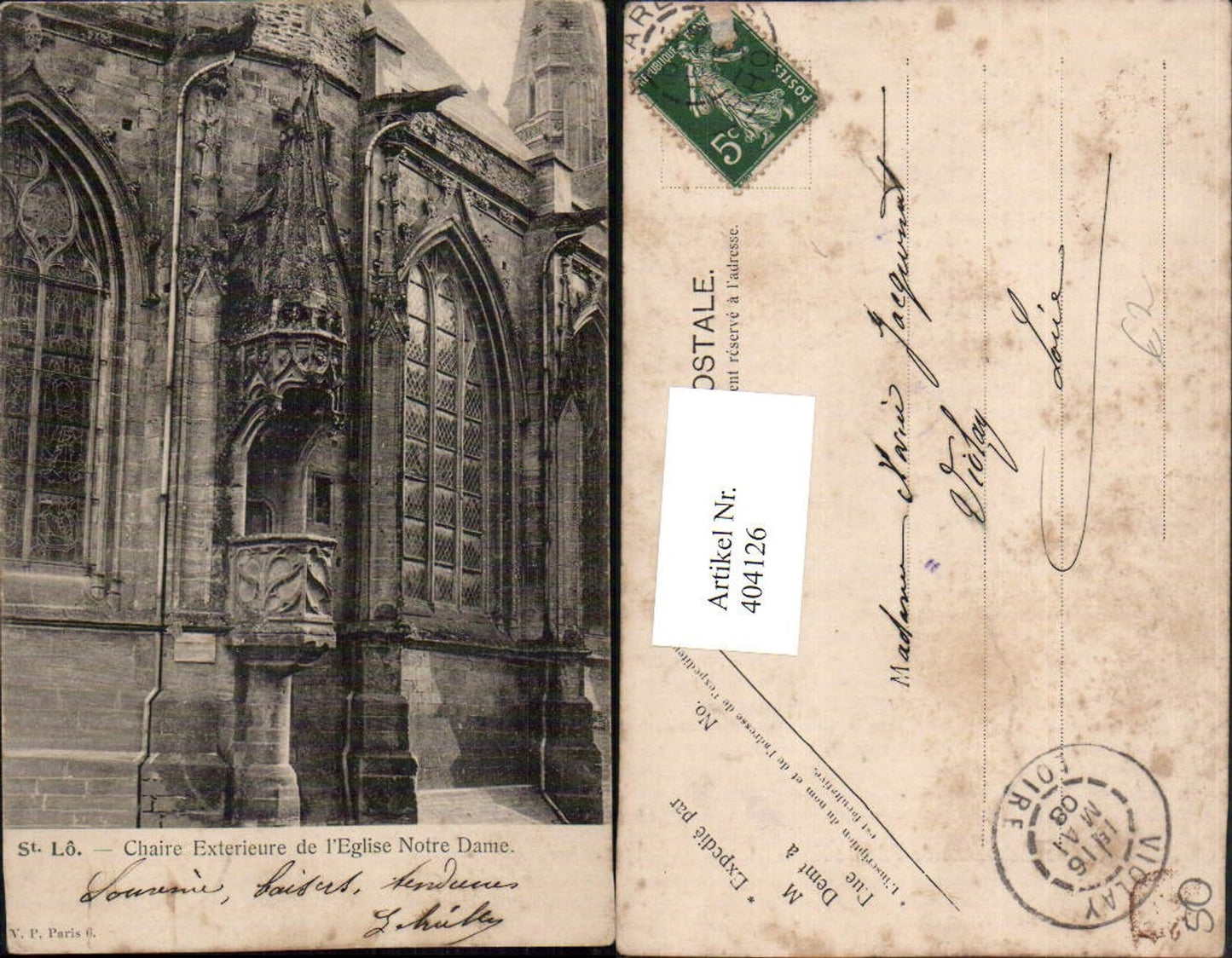 404126,Basse-Normandie Manche St. Lo Chaire Exterieure de l'Eglise Notre Dame Kanzel