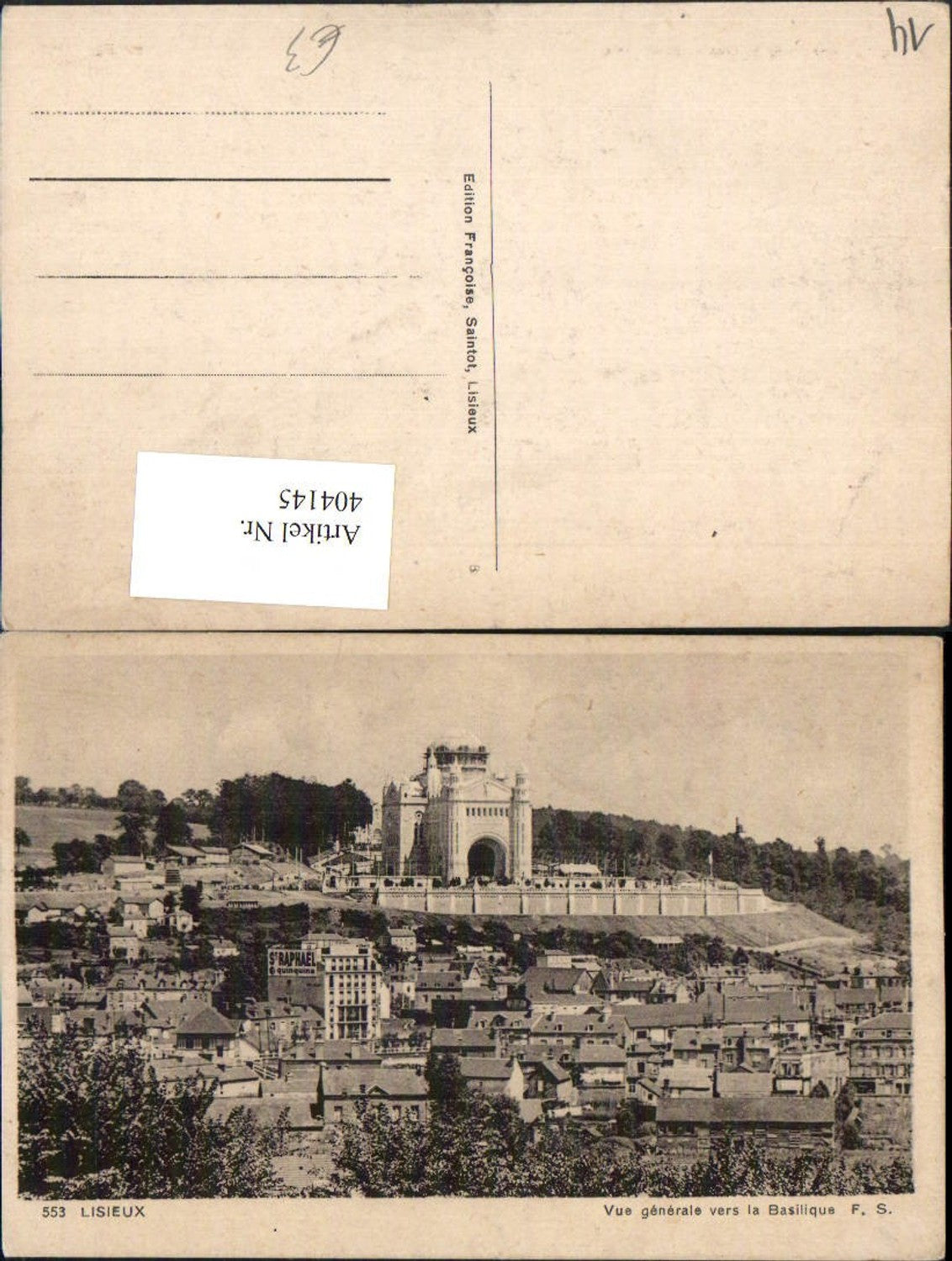 404145,Basse-Normandie Calvados Lisieux Vue generale vers la Basilique Totale