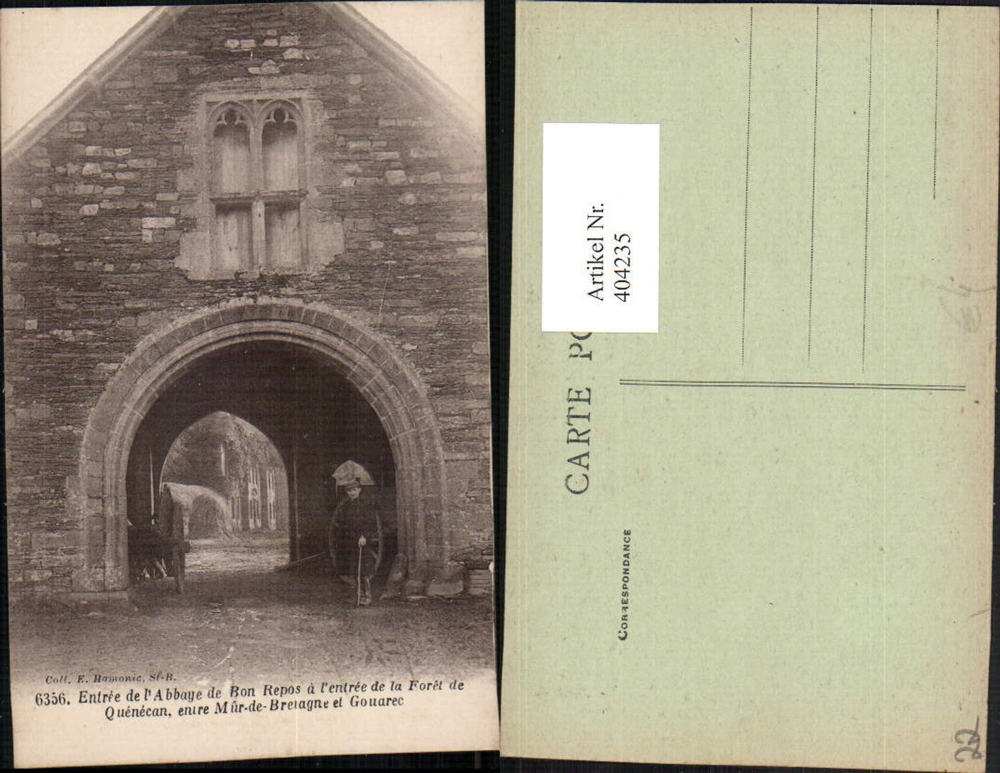 404235,Bretagne Cote-Amor Abbaye de Bon Repos Entree de la Foret de Quenecan