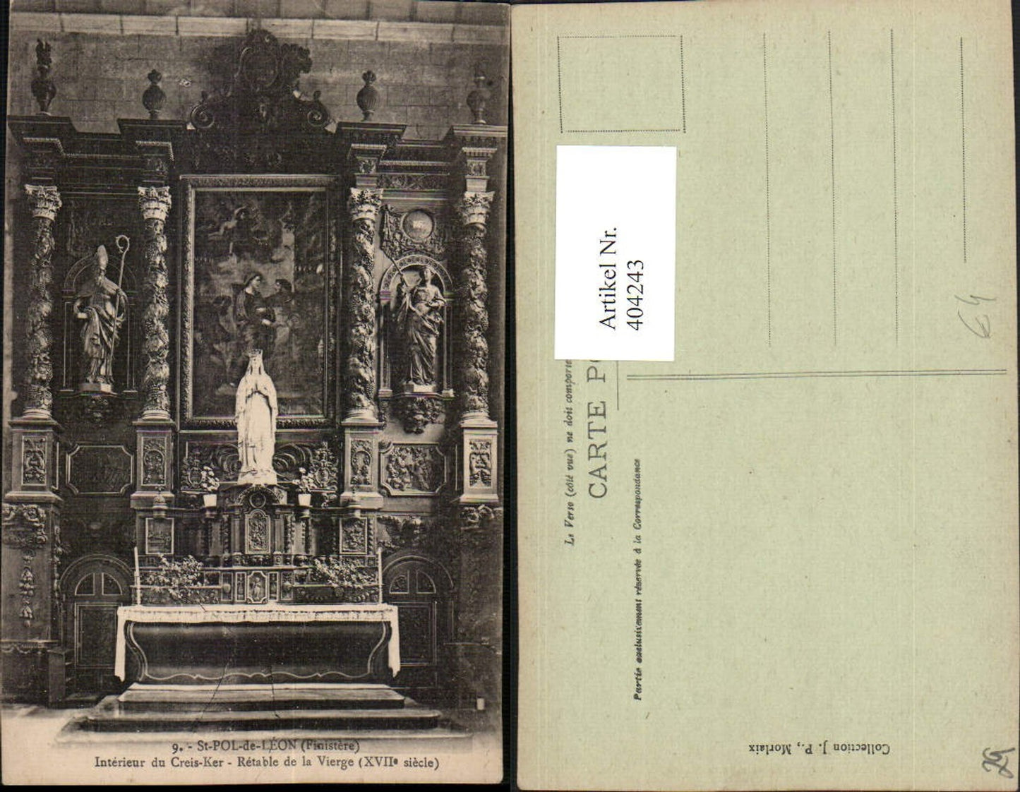 404243,Bretagne Finistere St-Pol-de-Leon Interieur du Creis-Ker Retable de la Vierge Altar