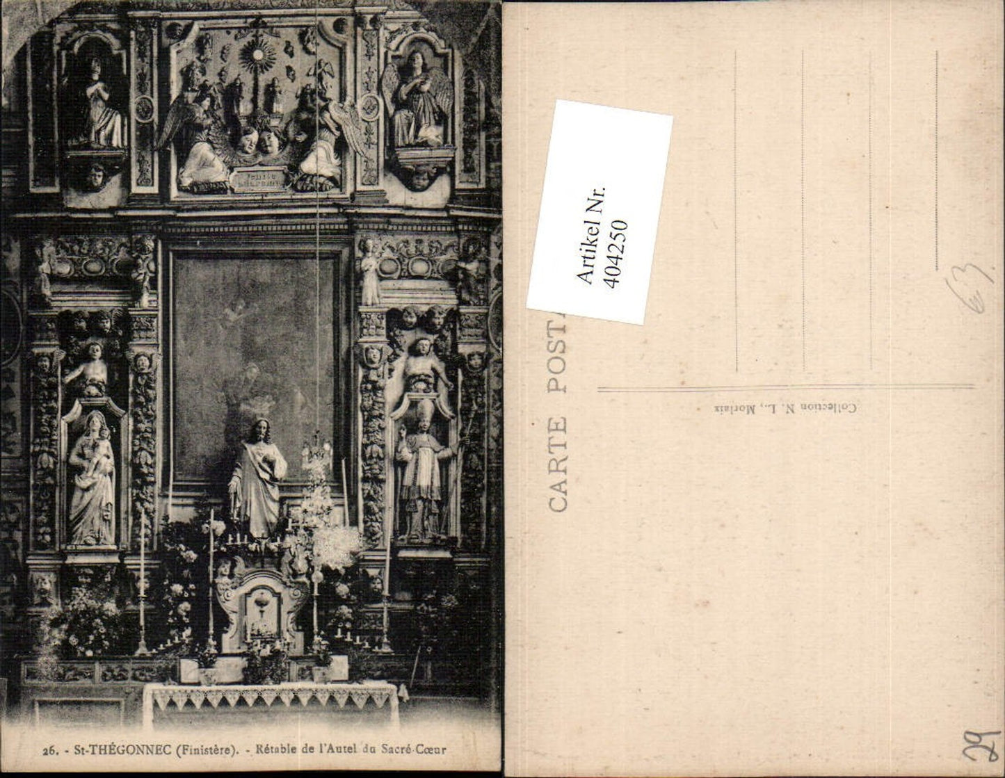 404250,Bretagne Finistere St-Thegonnec Retable de l'Autel du Sacre-Coeur Altar
