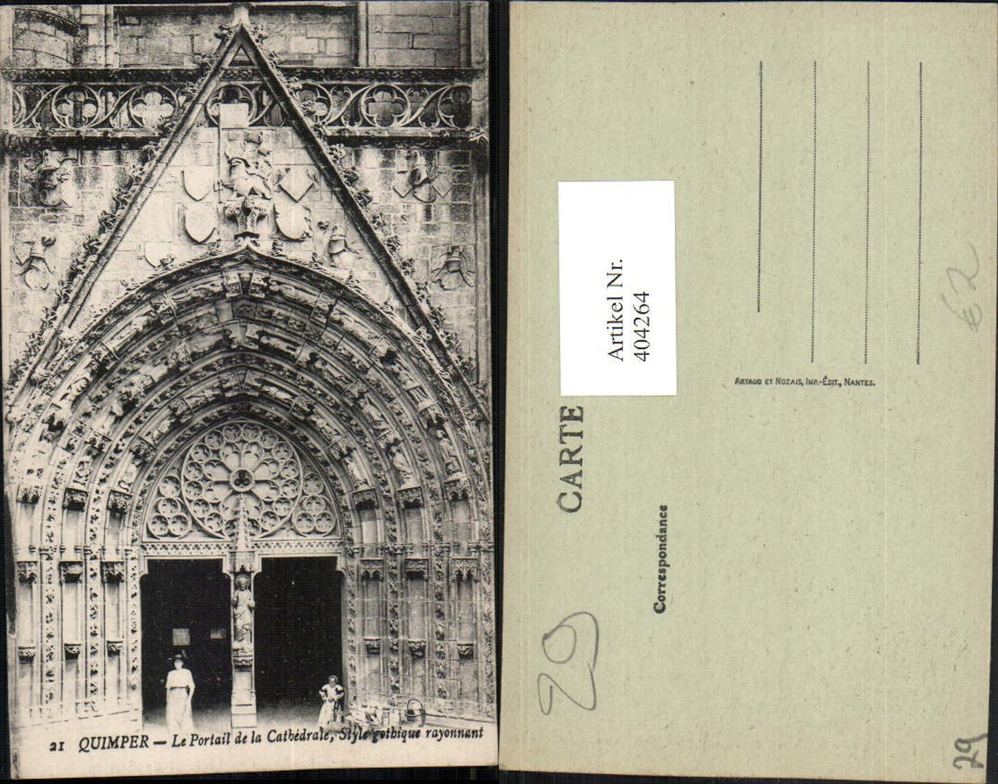 404264,Bretagne Finistere Quimper Le Portail de la Cathedrale Kirche Portal