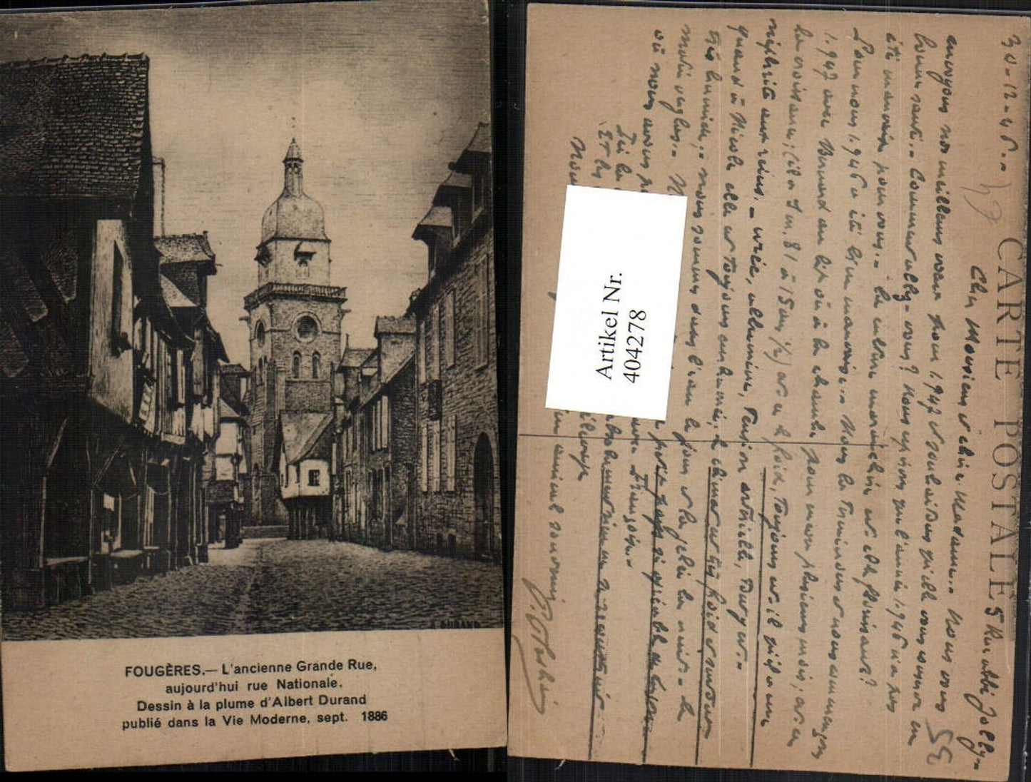 404278,Bretagne Ille-et-Vilaine Fougeres L'ancienne Grande Rue Straßenansicht
