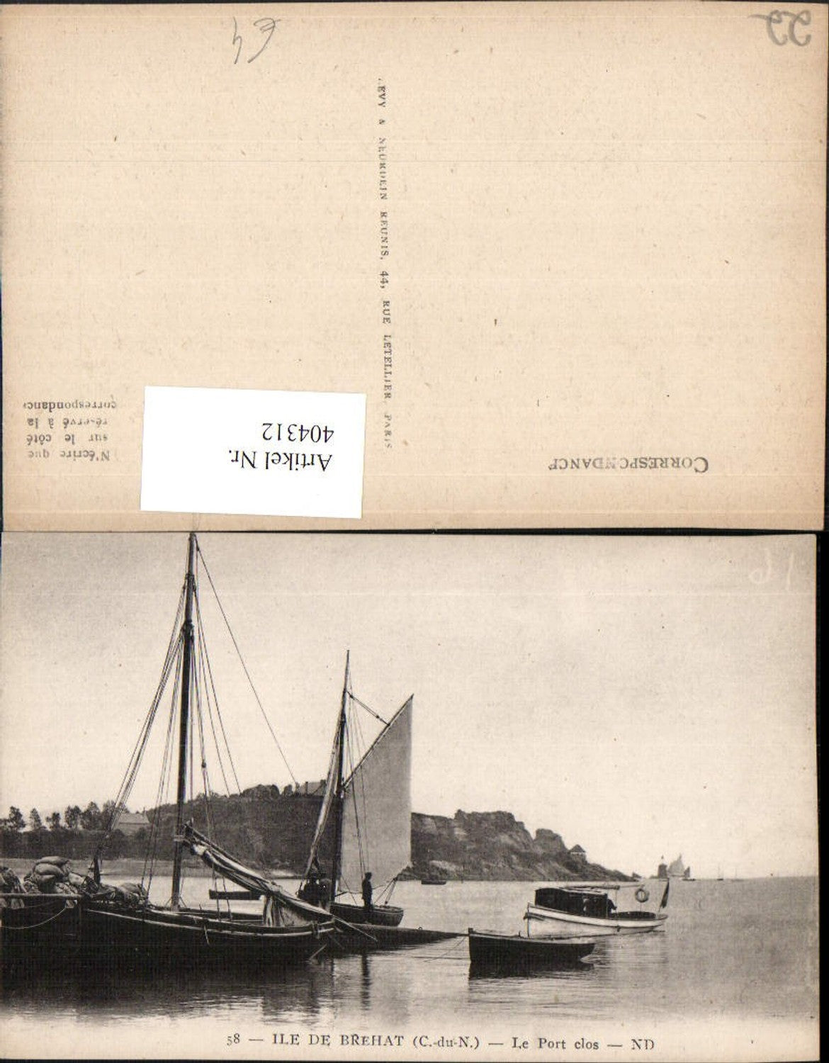 404312,Bretagne Cote-Amor Ile de Brehat Le Port clos Segelboote Boote