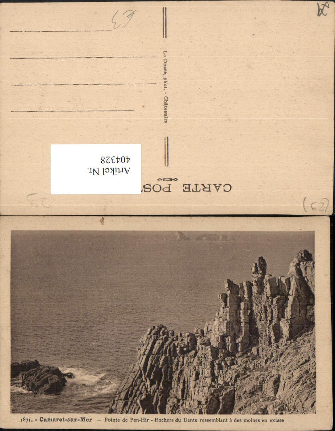 404328,Bretagne Finistere Camaret-sur-Mer Pointe de Pen-Hir Rochers Küste Felswand