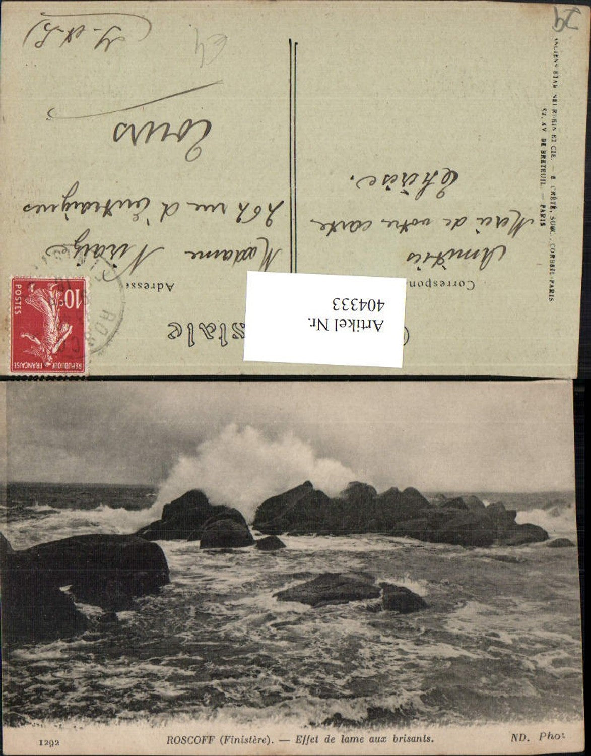 404333,Bretagne Finistere Roscoff Effet de lame aux brisants Brandung Felsen