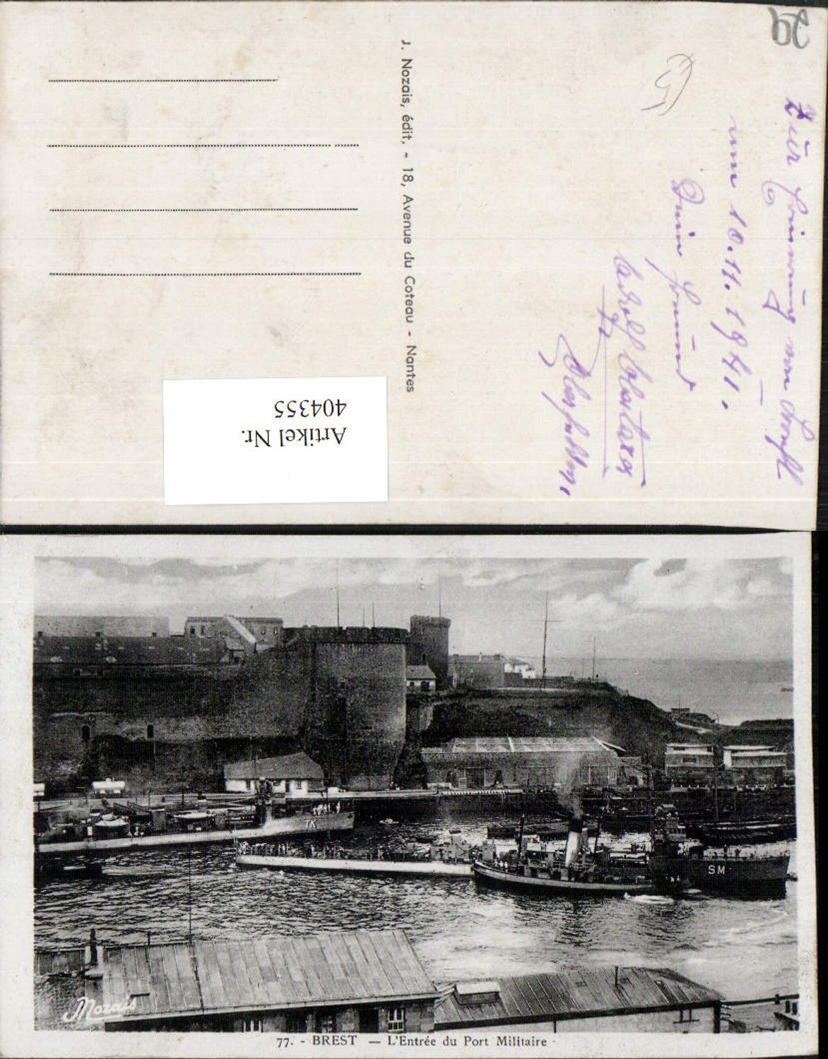 404355,Bretagne Finistere Brest L'Entree du Port Militaire Militärhafen Festung