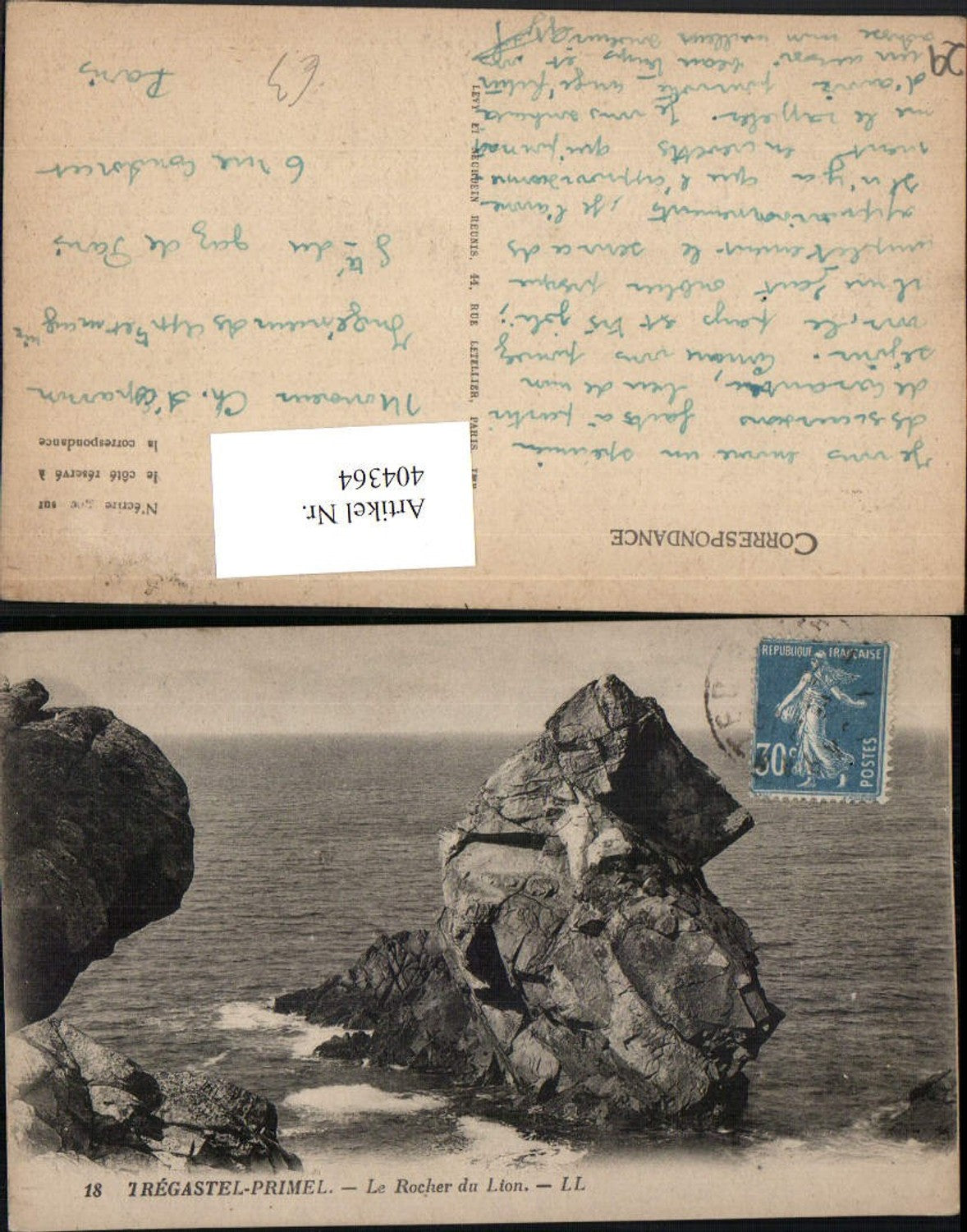 404364,Bretagne Finistere Tregastel-Primel Le rocher du Lion Felsen