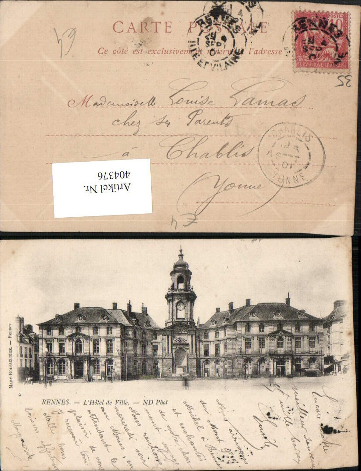 404376,Bretagne Ille-et-Vilaine Rennes L'Hotel de Ville Rathaus