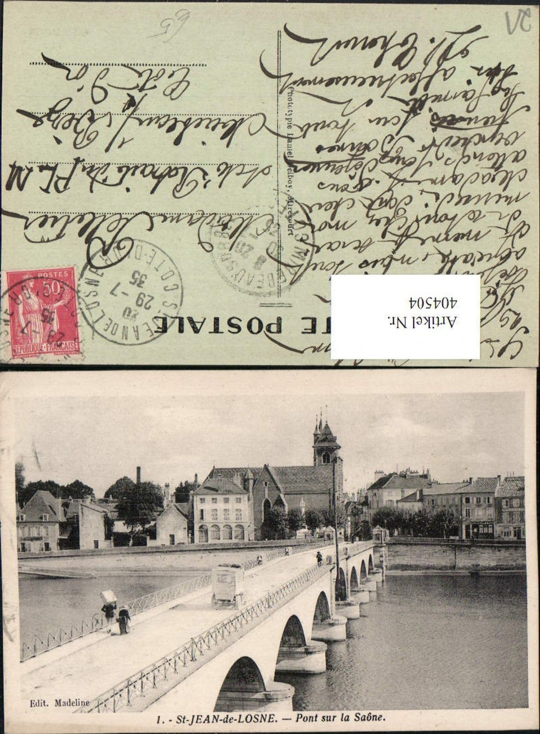 404504,Burgund Cote-Or St-Jean-de-Losne Pont sur la Saone Brücke Kirche