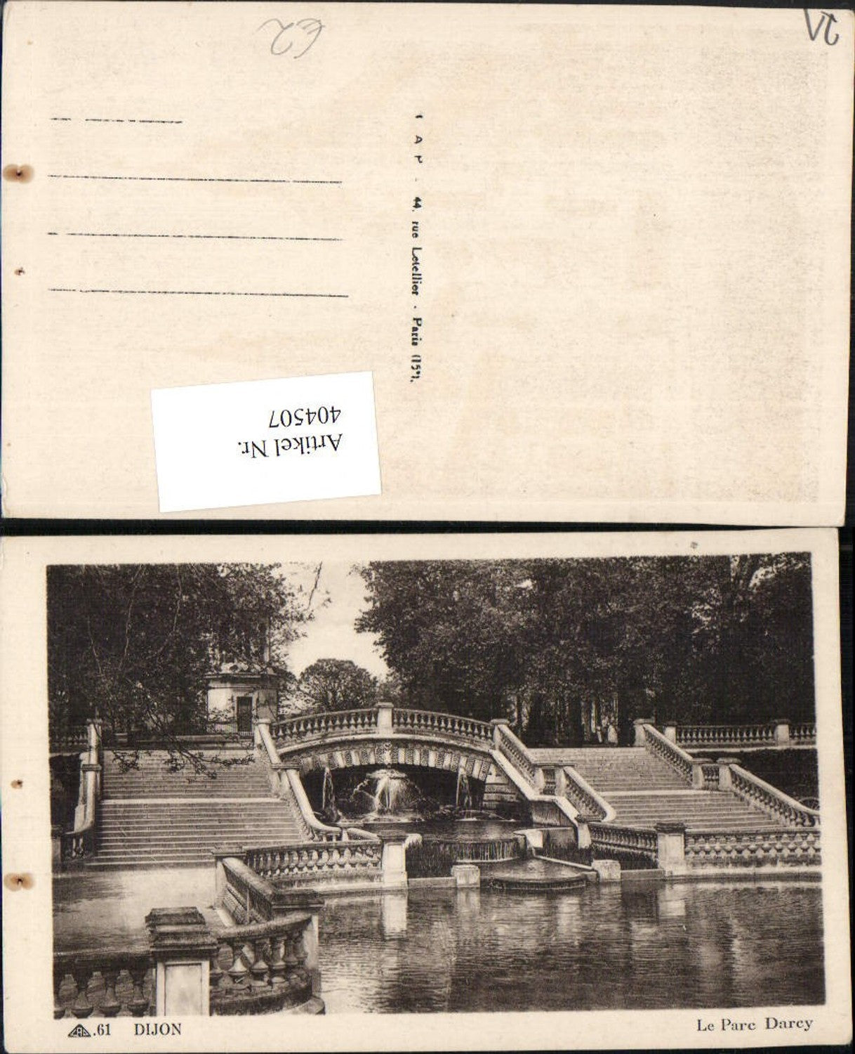 404507,Burgund Cote-Or Dijon Le Parc Darey Wasserbecken Brunnen