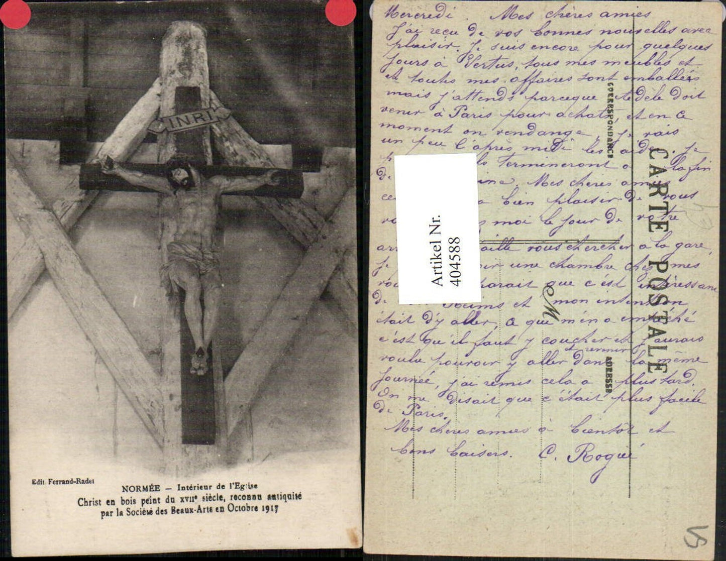 404588,Champagne-Ardenne Marne Normee Interieur de l'Eglise Christ Kruzifix