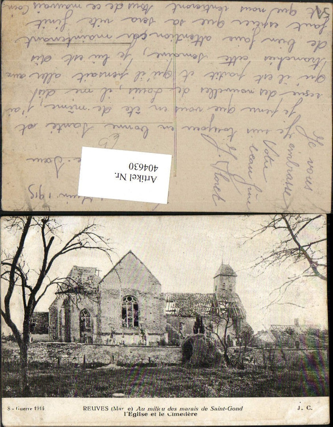 404630,Champagne-Ardenne Marne Reuves Eglise et le Cimetier zerstörte Kirche
