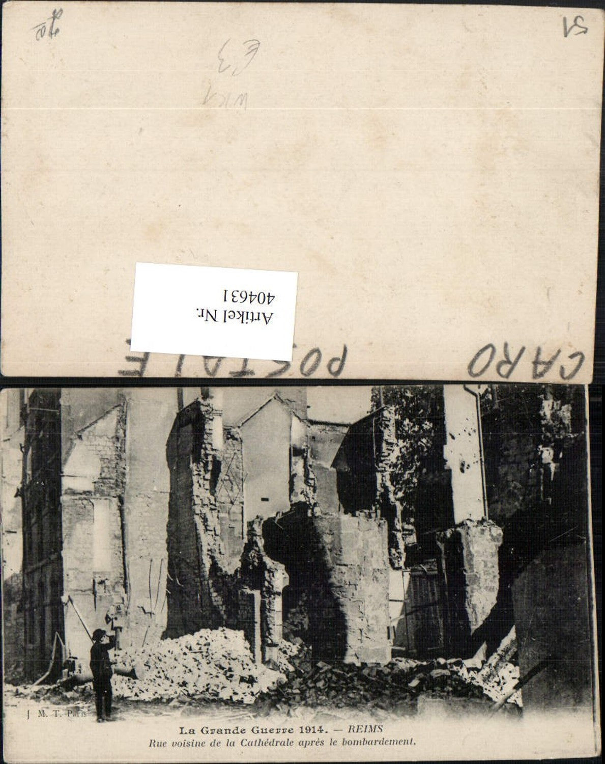 404631,Champagne-Ardenne Marne WK 1 Reims Cathedrale zerstörte Kirche