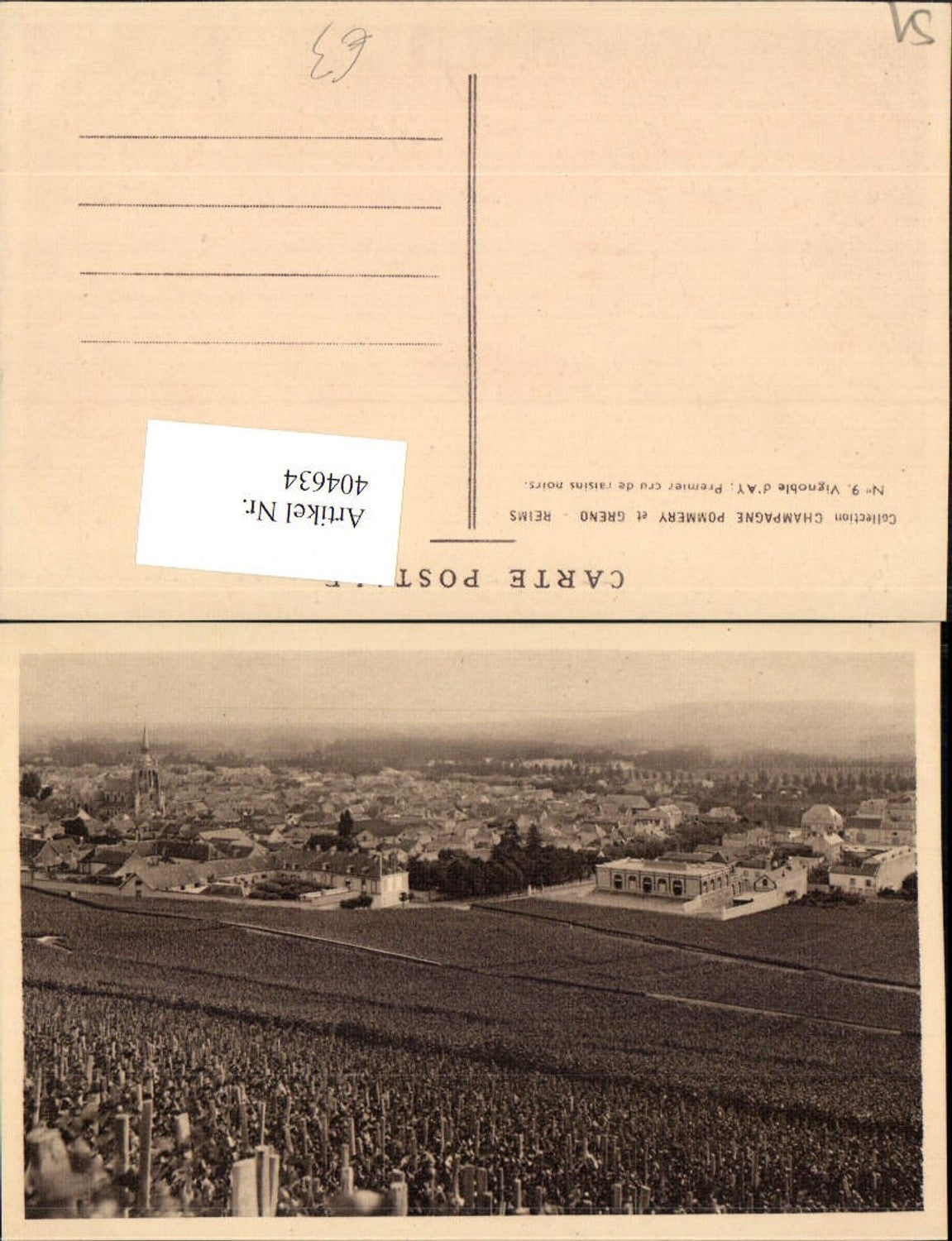 404634,Champagne-Ardenne Marne Reims Vignoble d'Ay Premier cru de raisins noirs Totale