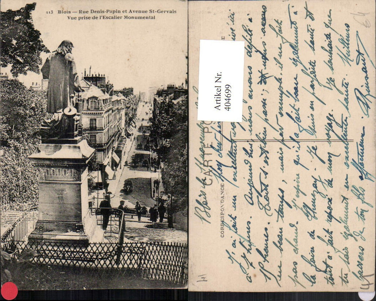 404699,Centre Loire-et-Cher Blois Rue Denis-Papin et Avenue St-Gervais Statue