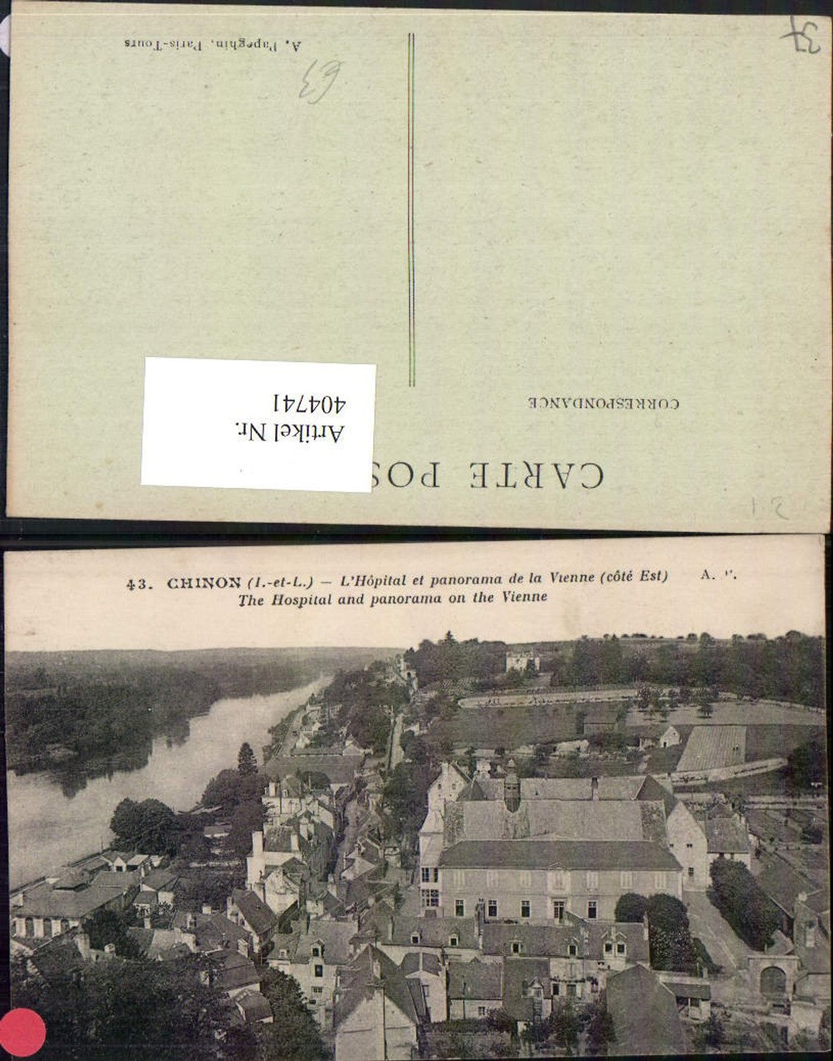 404741,Centre Indre-et-Loire Chinon L'Hopital et panorama de la Vienne Krankenhaus