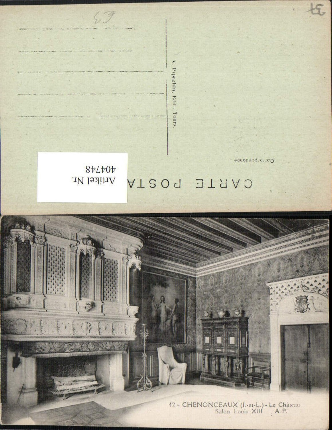 404748,Centre Indre-et-Loire Chenonceaux Le Chateau Salon Louis XIII Kamin