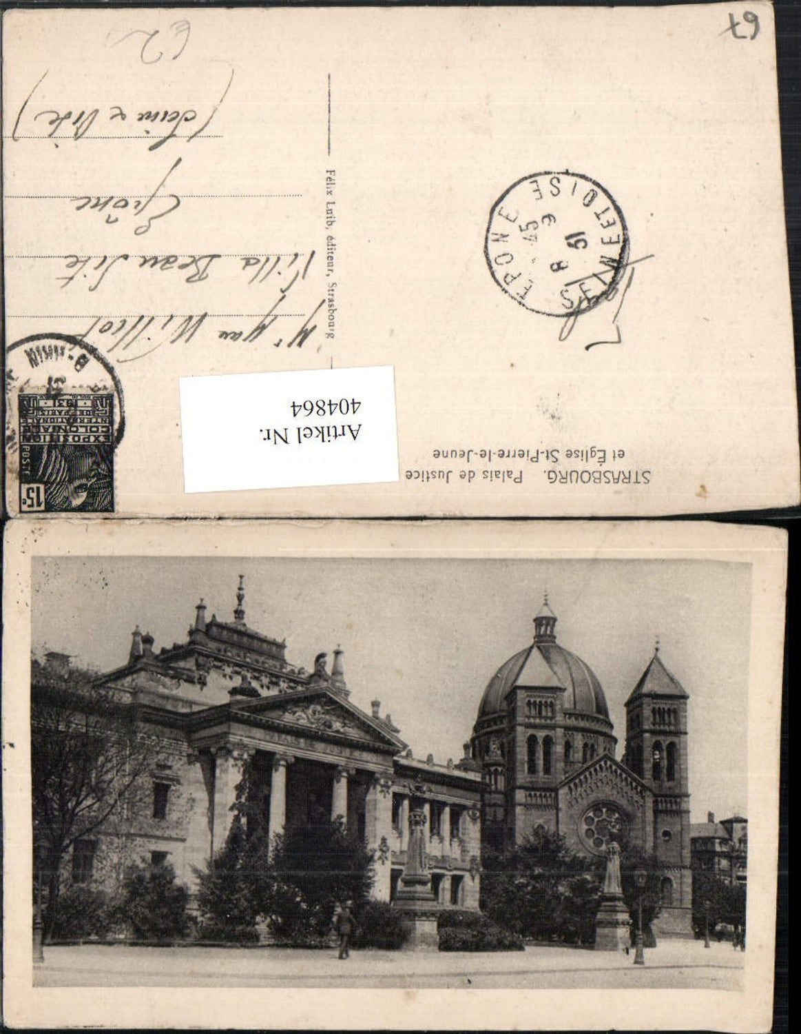 404864,Elsass Bas-Rhin Strasbourg Straßburg Palais de Justice et Eglise St-Pierre-le-Jeune