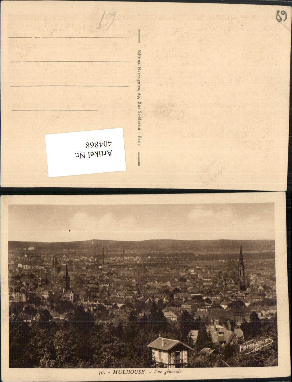 404868,Elsass Haut-Rhin Mulhouse Mülhausen Vue generale Totale