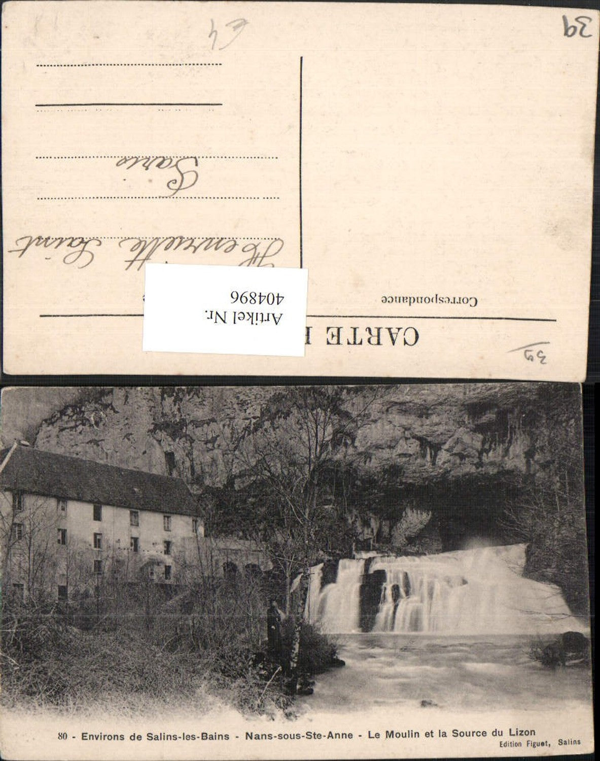 404896,Franche-Comte Jura Salins-les-Bains Nans-sous-Ste-Anne Moulin Source Mühle Wasserfall