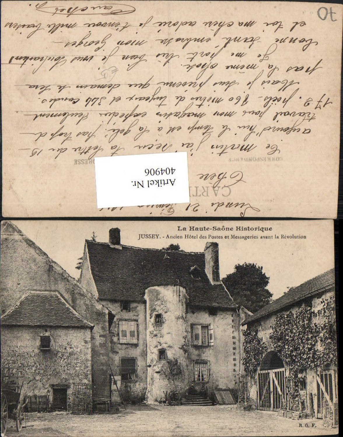 404906,Franche-Comte Haute-Saone Jussey Ancien Hotel des Postes et Messageries