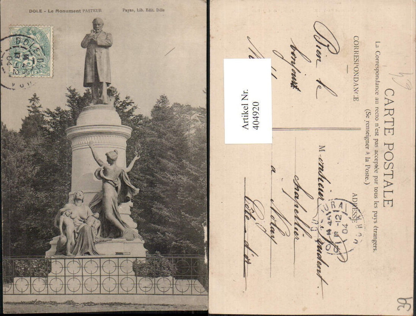 404920,Franche-Comte Jura Dole Le Monument Pasteur Statue