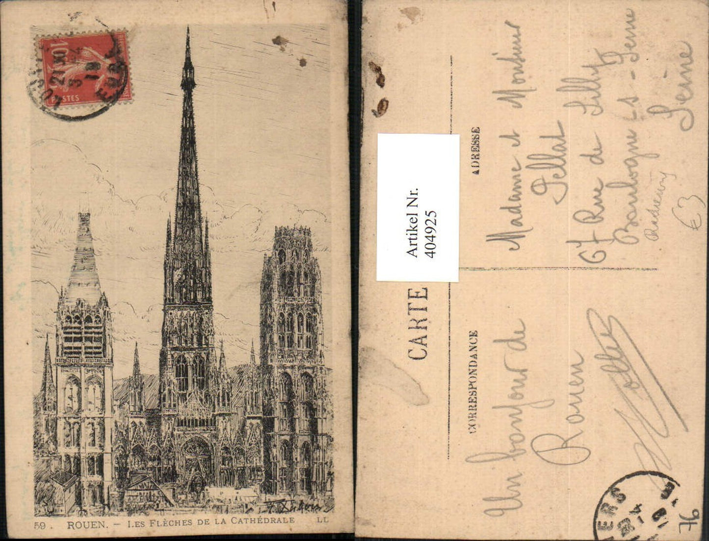 404925,Künstler AK Radierung Haute-Normandie Seine-Maritime Rouen Cathedrale Kirche