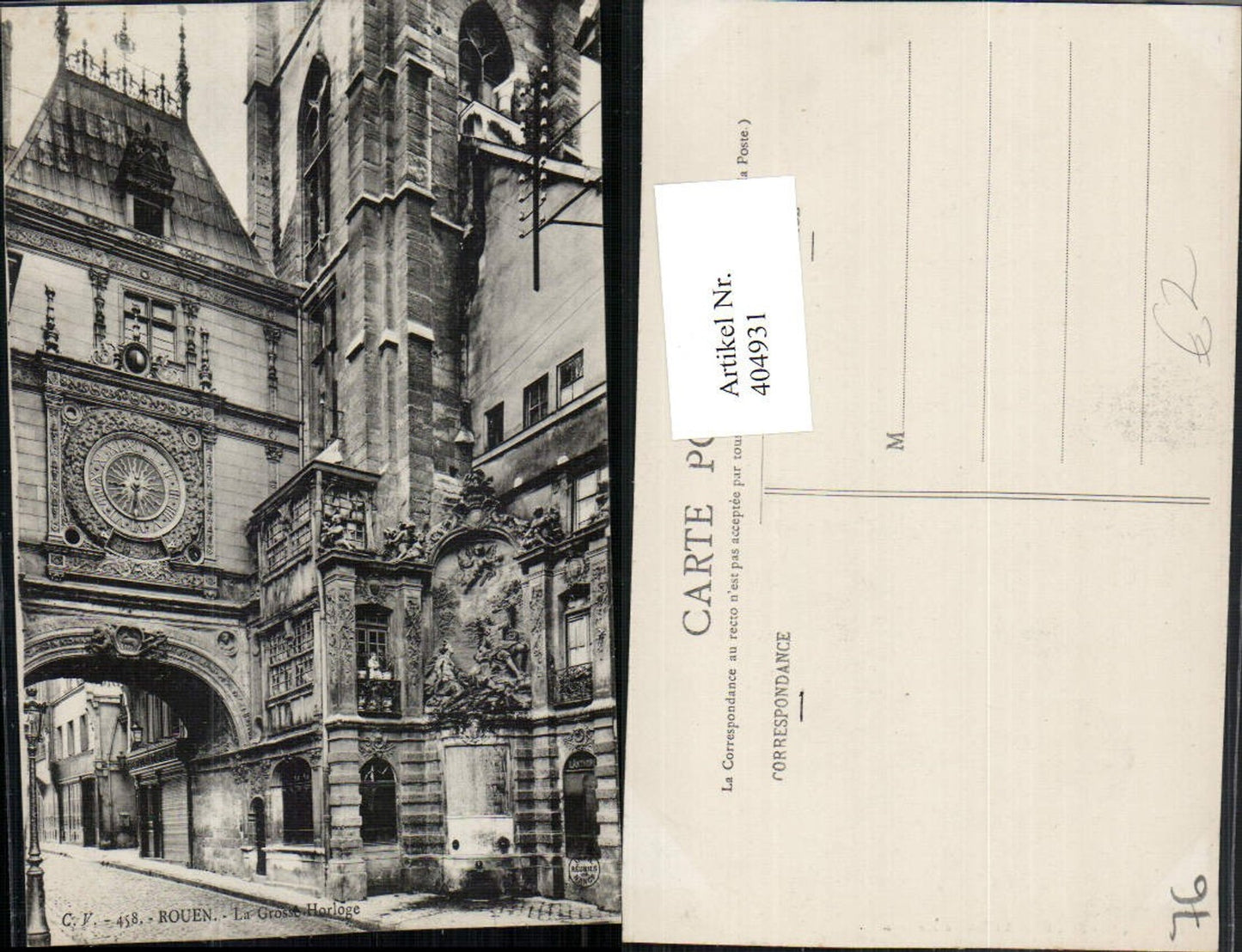 404931,Haute-Normandie Seine-Maritime Rouen La Grosse Horloge Uhr Tor