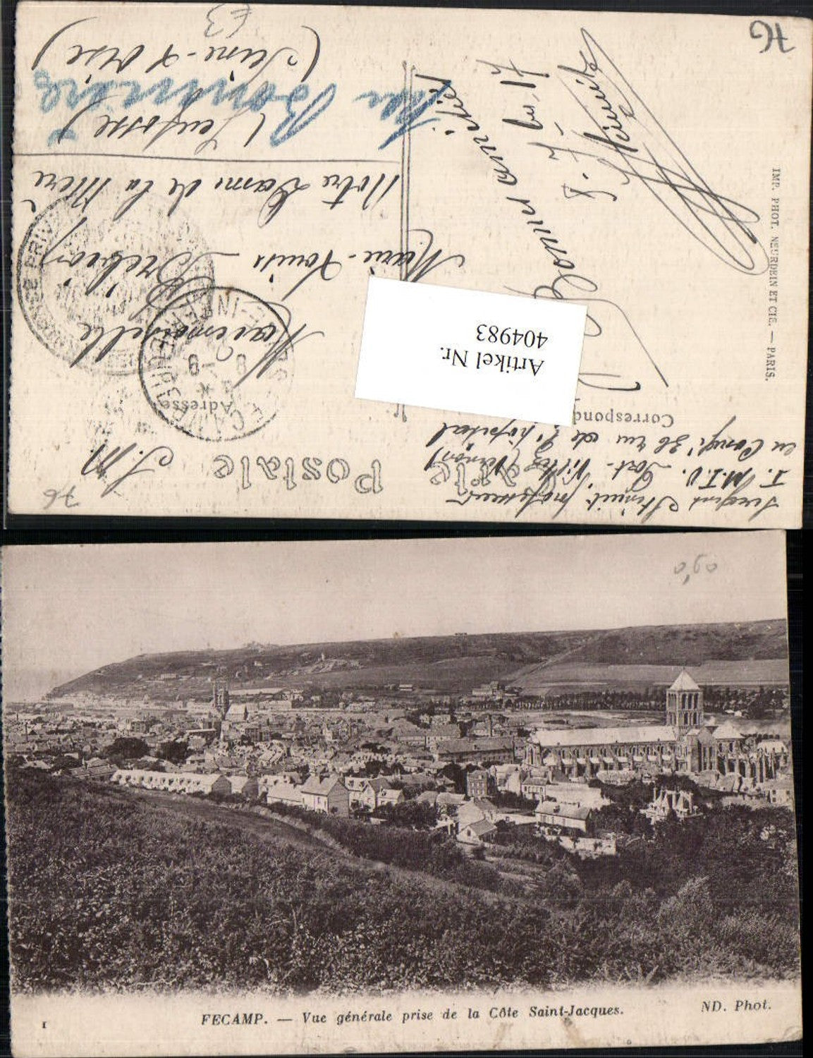 404983,Haute-Normandie Seine-Maritime Fecamp Vue generale prise de la Cote Saint-Jacques Totale