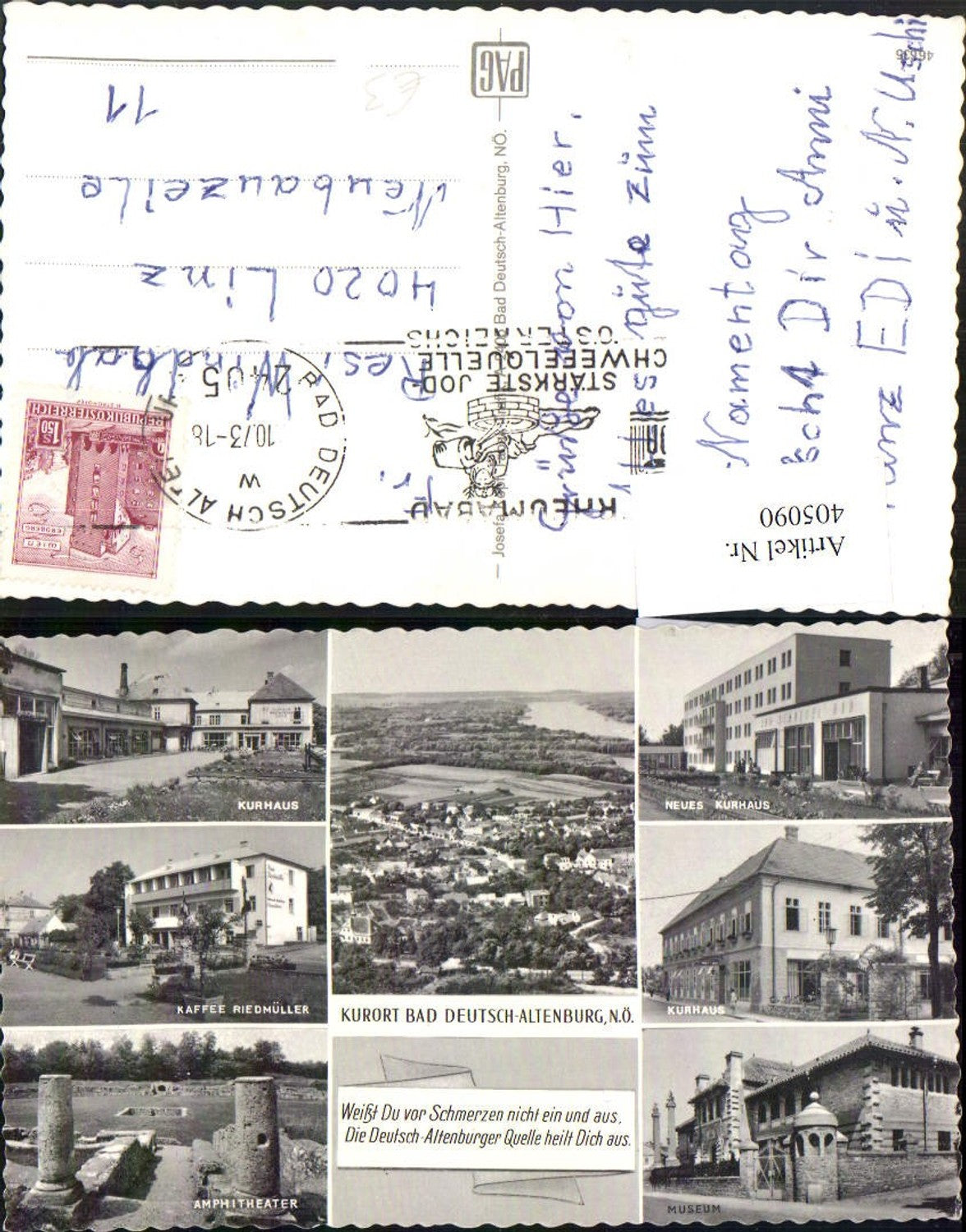 405090,Bad Deutsch-Altenburg Totale Kurhaus Museum Amphitheater Mehrbildkarte