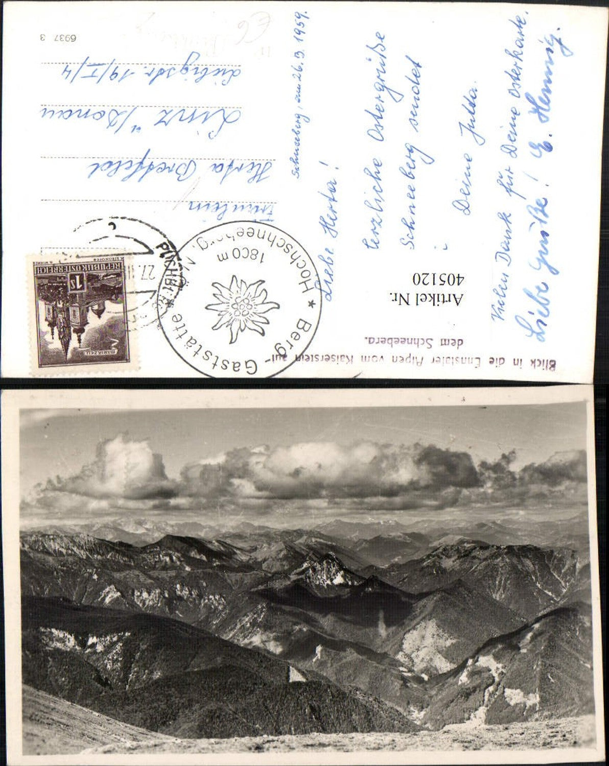 405120,Blick in die Ennstaler Alpen vom Kaiserstein auf dem Schneeberg b. Puchberg Bergkulisse