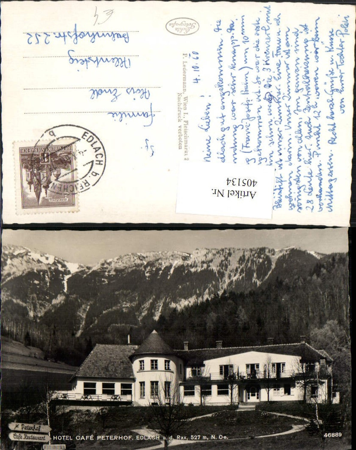 405134,Edlach an d. Rax Hotel Cafe Peterhof Bergkulisse
