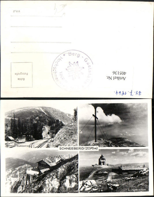 405136,Schneeberg b. Puchberg Gipfelkreuz Station Berghütte Mehrbildkarte
