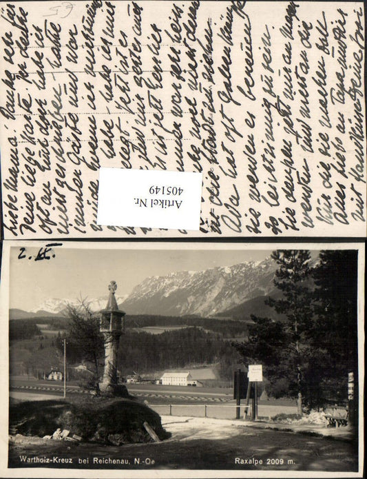 405149,Wartholz-Kreuz b. Reichenau m. Raxalpe Bergkulisse