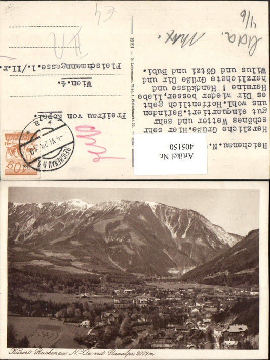 405150,Reichenau Totale m. Raxalpe Bergkulisse