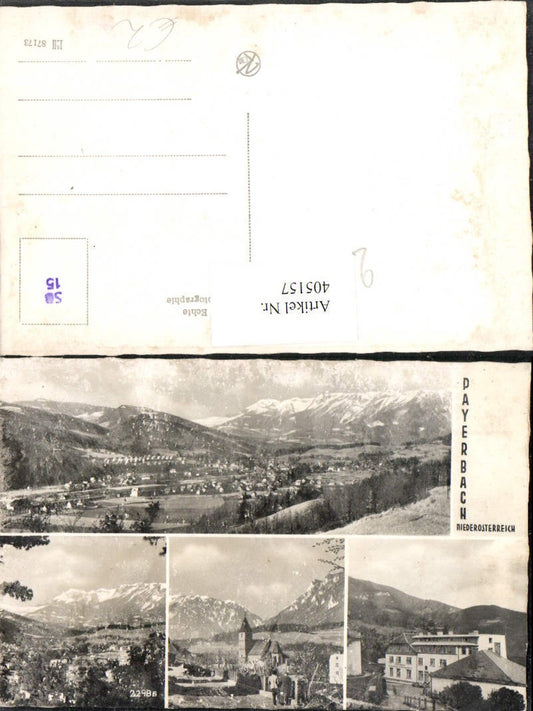 405157,Payerbach Totale Kirche Bergkulissen Mehrbildkarte