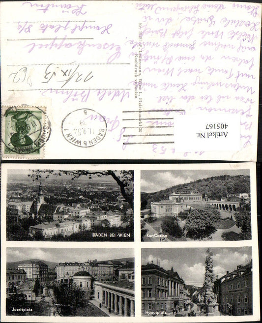 405167,Baden b. Wien Totale Casino Hauptplatz Mehrbildkarte