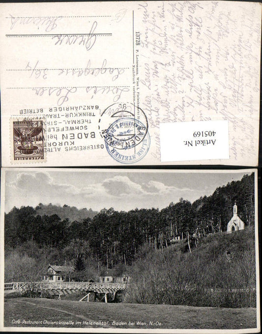 405169,Baden b. Wien Cafe Restaurant Cholerakapelle im Helenental