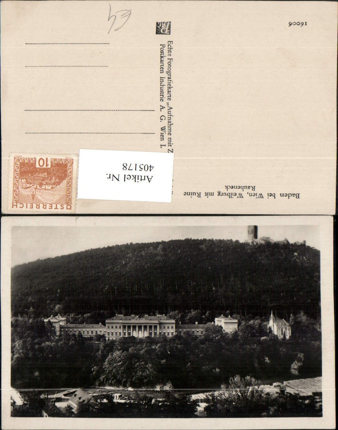 405178,Baden b. Wien Weilburg m. Ruine Rauheneck