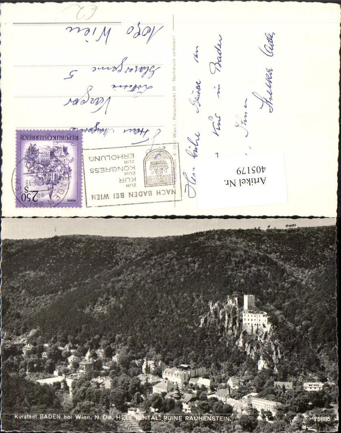 405179,Baden b. Wien Helenental Ruine Rauhenstein