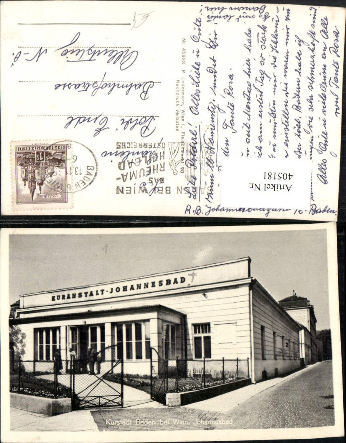 405181,Baden b. Wien Johannesbad Kuranstalt