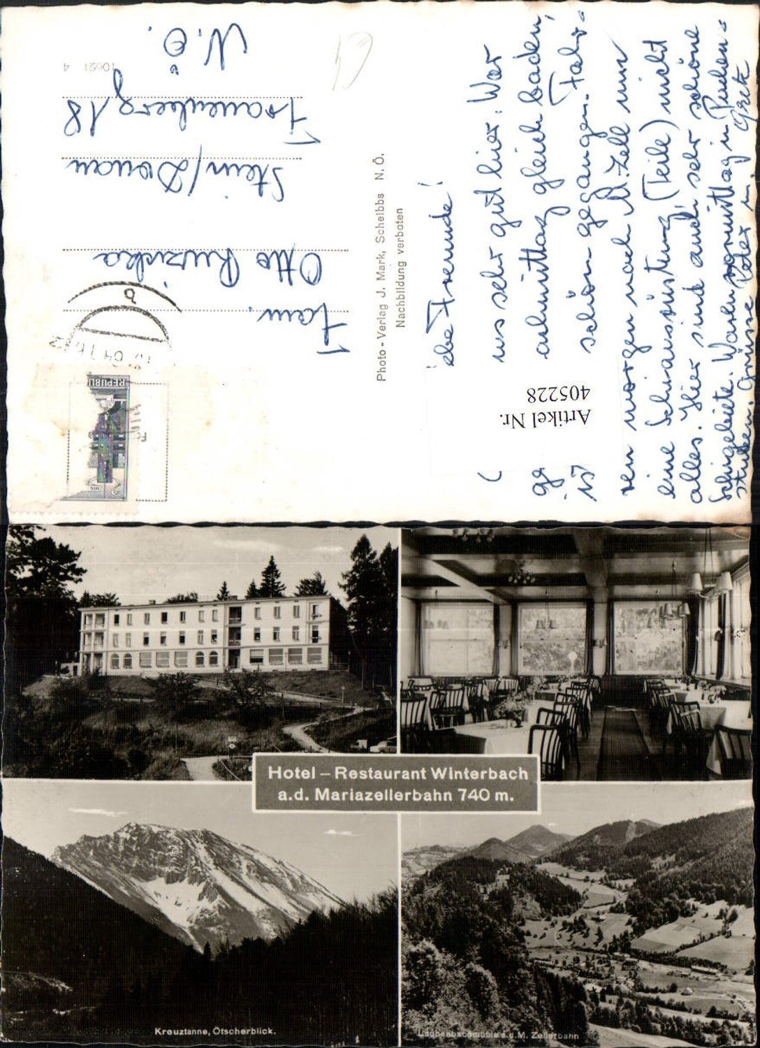 405228,Winterbach an d. Mariazellerbahn Hotel Restaurant Bergkulisse Mehrbildkarte